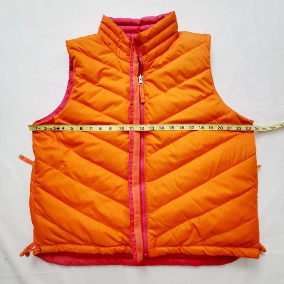 Women's Quilted Sleeveless Reversible Puffer Jacket Vest Neon Pink/Orange, Large - Picture 11 of 12